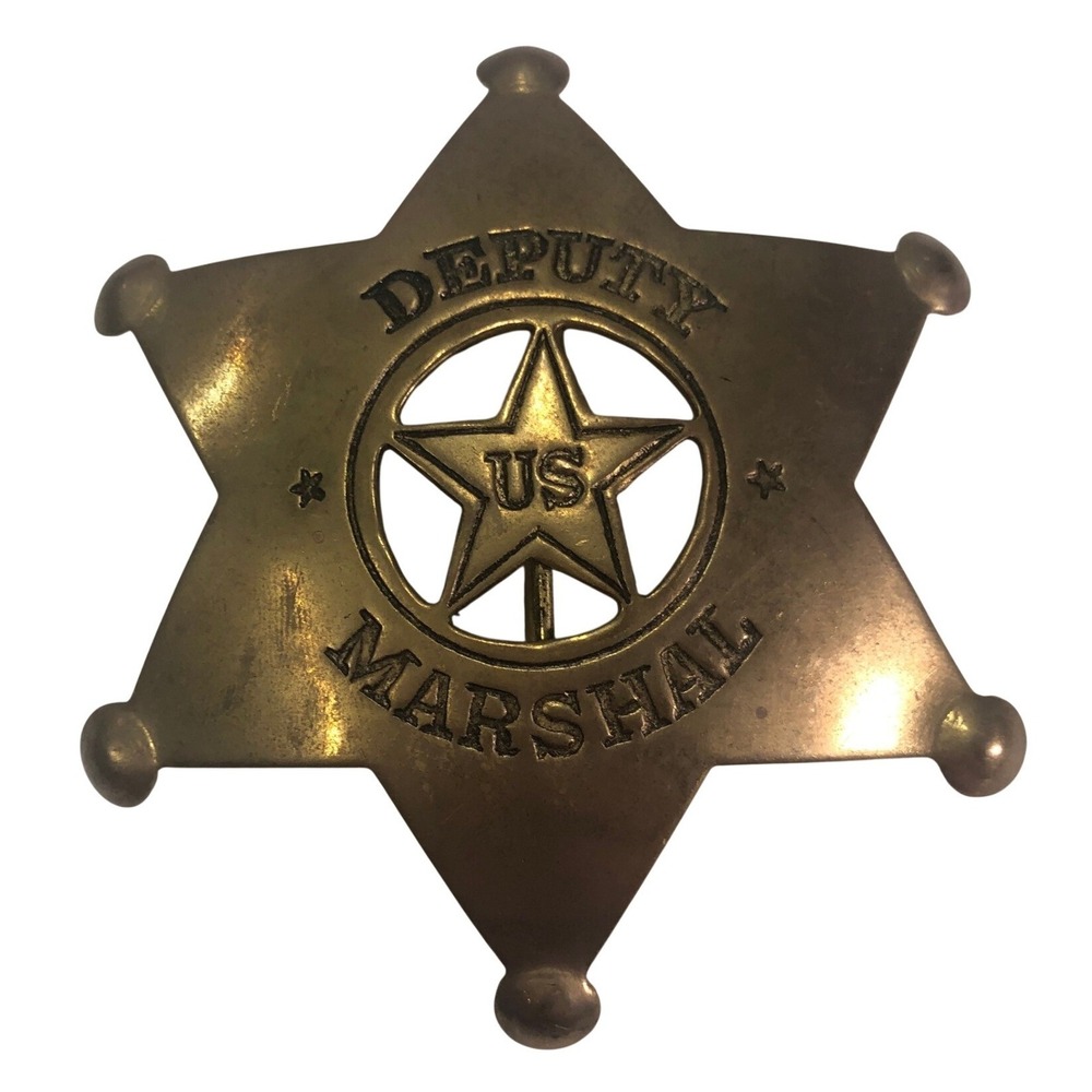 Vintage Deputy US Marshal Star Badge Antiqued Brass Western Lawman Memorabilia